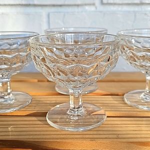 4 Vintage FOSTORIA GLASS CO. AMERICAN CRYSTAL LOW FOOTED FLARED SHERBET DE
